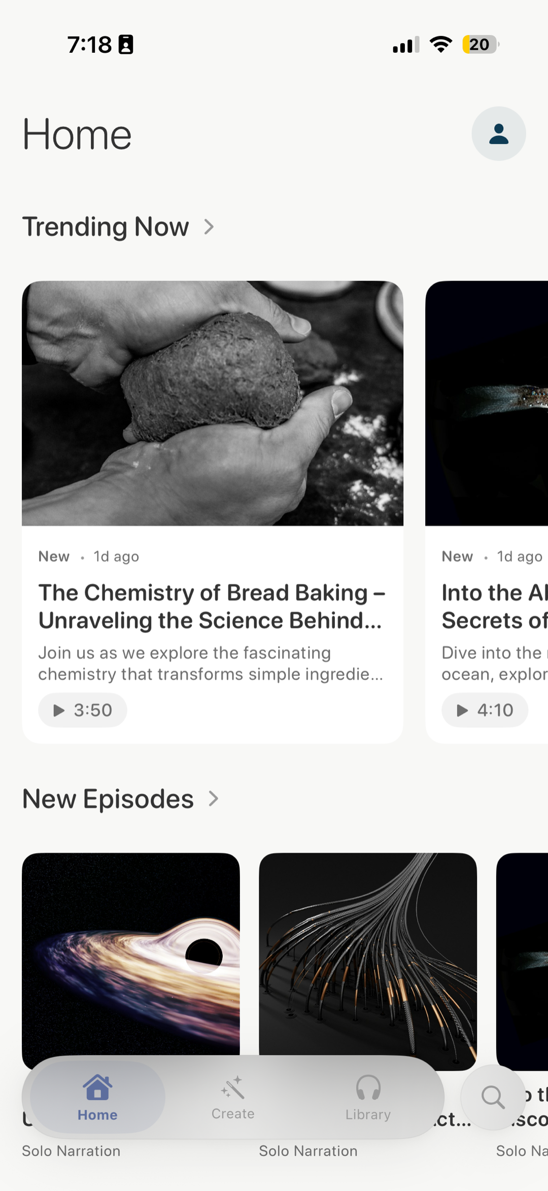 Home — trending now, new episodes, popular this week.